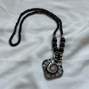Black Silver Gold Pendant Necklace